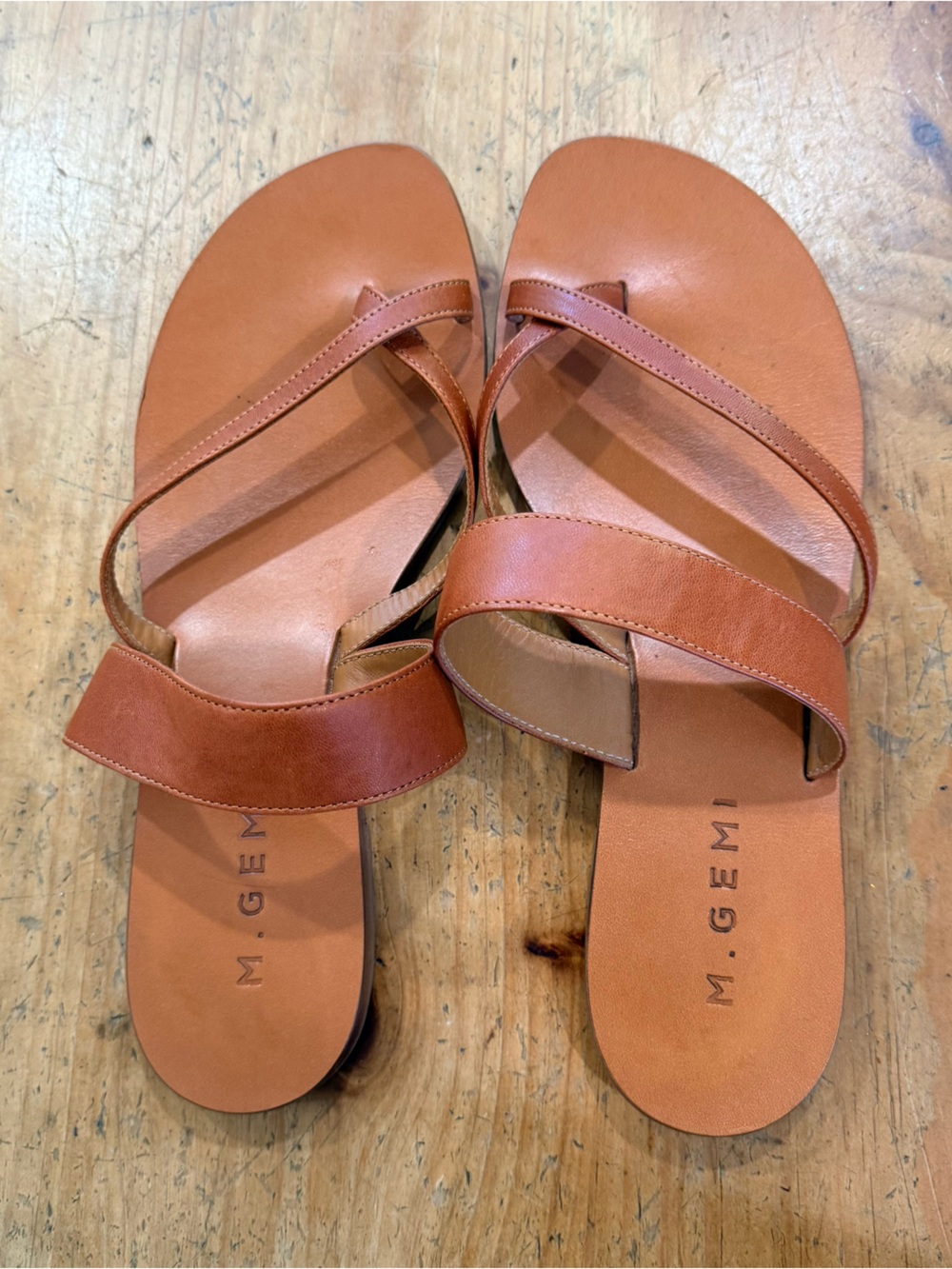 M. Gemi Cognac Leather Sandals
